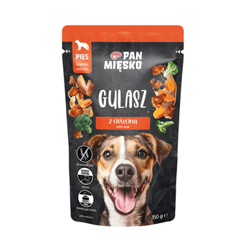 Karma mokra dla psa Pan Mięsko Gulasz Indyk z cielęciną  (dorosły) 150g