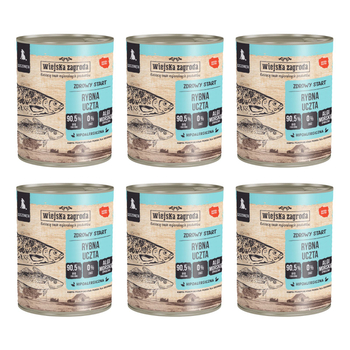 Zestaw Karma mokra dla psa Wiejska Zagroda Rybna uczta 800 g (szczeniak) x 6 szt.