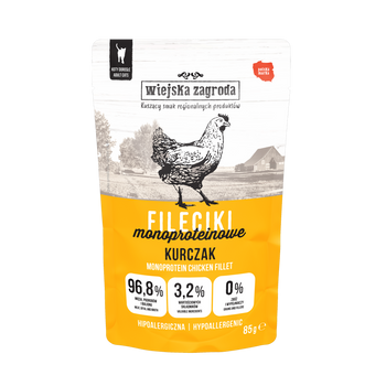 Karma mokra dla kota Wiejska Zagroda Fileciki Kurczak (dorosły) 85g