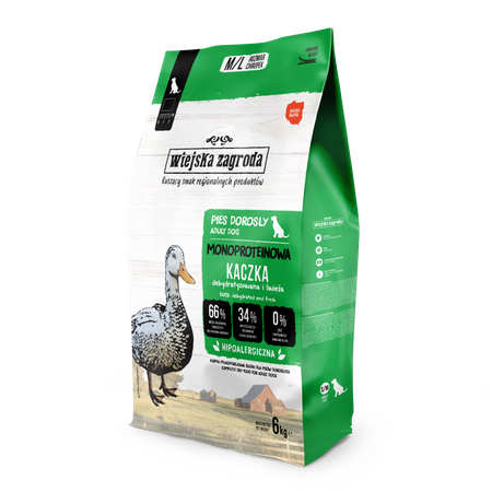 Karma sucha dla psa Wiejska Zagroda Karma Monoproteinowa Kaczka M/L 6 kg (dorosły) 