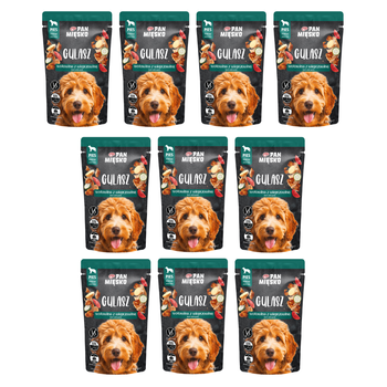 Zestaw Karma mokra dla psa Pan Mięsko Gulasz Wołowina z wieprzowiną  (dorosły) 150g  x 10 szt.