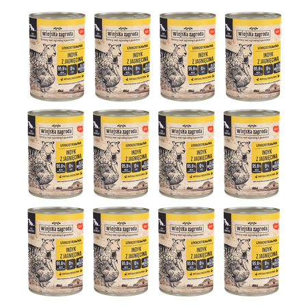 Zestaw Karma mokra dla psa Wiejska Zagroda Indyk z jagnięciną 400 g x 12 szt.