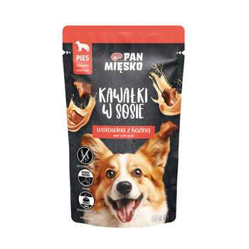 Karma mokra dla psa Pan Mięsko Kawałki w sosie Wołowina z koziną (dorosły) 150 g