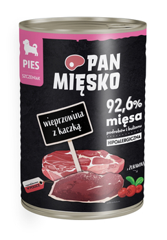 Pan Mięsko Karma mokra dla psa Wieprzowina z kaczką (szczeniak) 400g