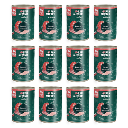 Zestaw Karma mokra dla psa Pan Mięsko z Ziołami Pasztet z królikiem 400 g x 12 szt.