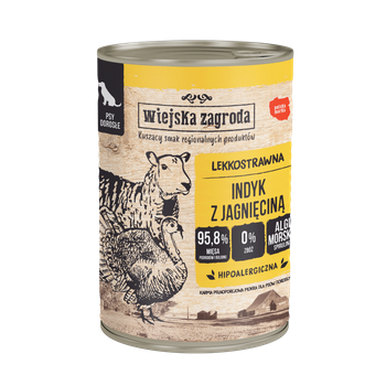 Karma mokra dla psa Wiejska Zagroda Indyk z jagnięciną (dorosły) 400g