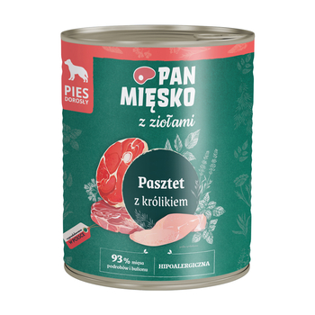 Pan Mięsko z Ziołami Pasztet z królikiem karma mokra dla psa 800 g
