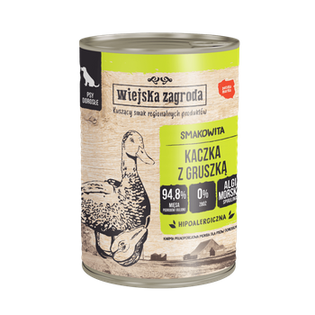 Wiejska Zagroda Karma mokra dla psa Kaczka z gruszką (dorosły) 400g (6 szt/op)