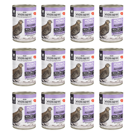 Zestaw Karma mokra dla kota Wiejska Zagroda Przepiórka monoproteinowa 400 g x 12 szt.