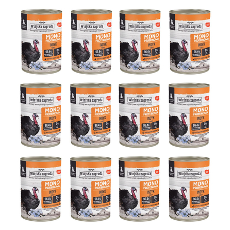 Zestaw Karma mokra dla psa Wiejska Zagroda Indyk monoproteinowa 400 g (szczeniak) x 12 szt.