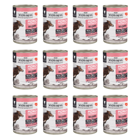 Zestaw Karma mokra dla kota Wiejska Zagroda Wołowina monoproteinowa 400 g x 12 szt.