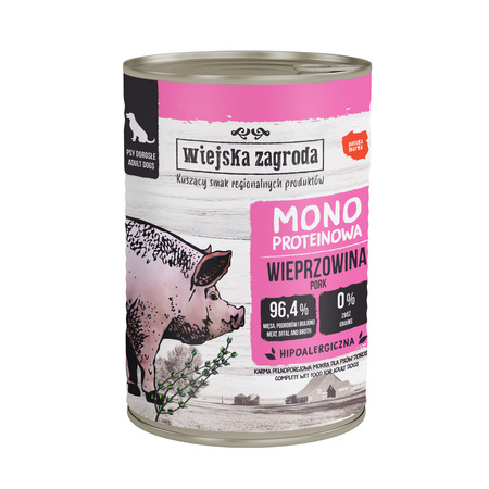 Karma mokra dla psa Wiejska Zagroda Wieprzowina monoproteinowa 400 g 