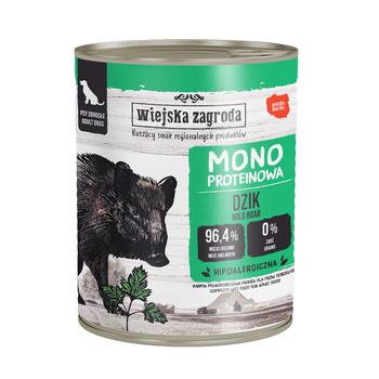 Karma mokra dla psa Wiejska Zagroda Dzik monoproteinowa 800 g