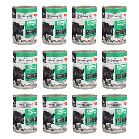 Zestaw Karma mokra dla psa Wiejska Zagroda Dzik monoproteinowa 400 g x 12 szt.