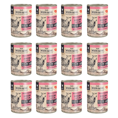Zestaw Karma mokra dla kota Wiejska Zagroda Jagnięcina z Krylem 400 g x 12 szt.