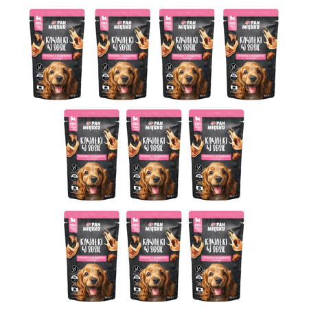 Zestaw Karma mokra dla psa Pan Mięsko Kawałki w sosie Cielęcina z przepiórką (szczeniak) 150g x 10 szt.