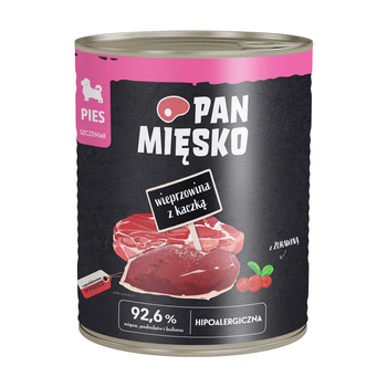 Pan Mięsko karma mokra dla psa Wieprzowina z kaczką dla szczeniąt 800g