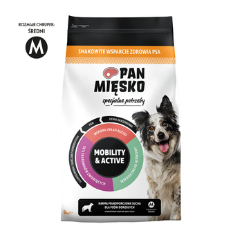 Karma sucha dla psa Pan Mięsko Specjalne potrzeby Mobility & Active - Wieprzowina z kaczką (dorosły) chrupki M 9 kg