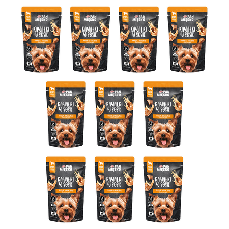 Zestaw Karma mokra dla psa Pan Mięsko Kawałki w sosie Indyk z kaczką (dorosły) 150 g x 10 szt.