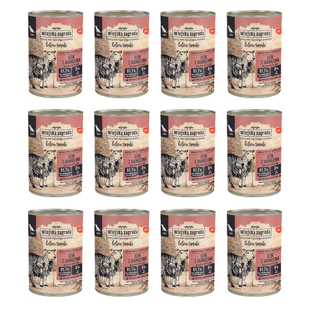 Zestaw Karma mokra dla psa Wiejska Zagroda Dzik z jagnięciną Leśne Smaki 400 g (senior) x 12 szt.