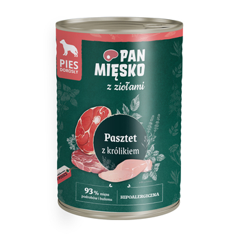 Pan Mięsko z Ziołami Pasztet z królikiem karma mokra dla psa 400 g