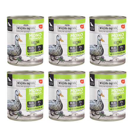 Zestaw Karma mokra dla psa Wiejska Zagroda Kaczka monobiałkowa 800 g x 6 szt.