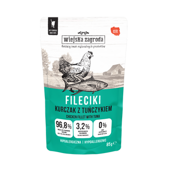 Karma mokra dla kota Wiejska Zagroda Fileciki Kurczak z tuńczykiem (dorosły) 85g