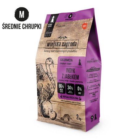 Karma sucha dla psa Wiejska Zagroda Indyk z jabłkiem M 9 kg (szczeniak)