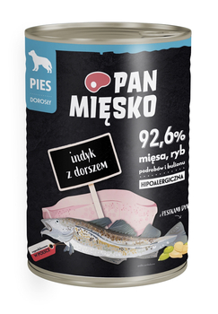Pan Mięsko Karma mokra dla psa Indyk z dorszem (dorosły) 400g (12 szt/op)