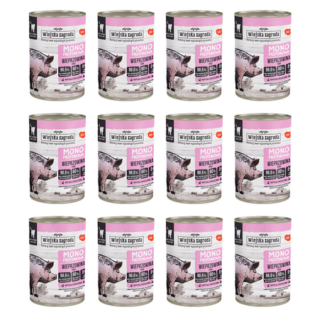 Zestaw Karma mokra dla kota Wiejska Zagroda Wieprzowina monoproteinowa 400 g x 12 szt.