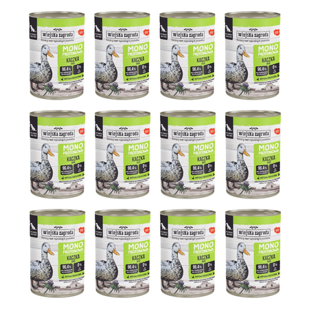 Zestaw Karma mokra dla psa Wiejska Zagroda Kaczka monoproteinowa 400 g x 12 szt.