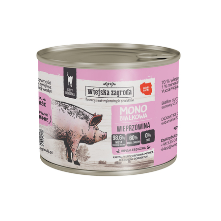 Wiejska Zagroda mokra karma monobiałkowa dla kota Wieprzowina 200g