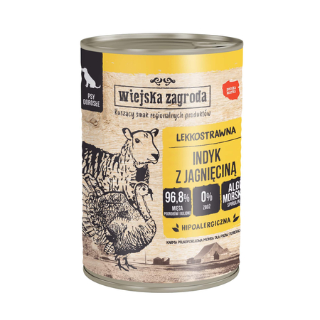 Karma mokra dla psa Wiejska Zagroda Indyk z jagnięciną (dorosły) 400g