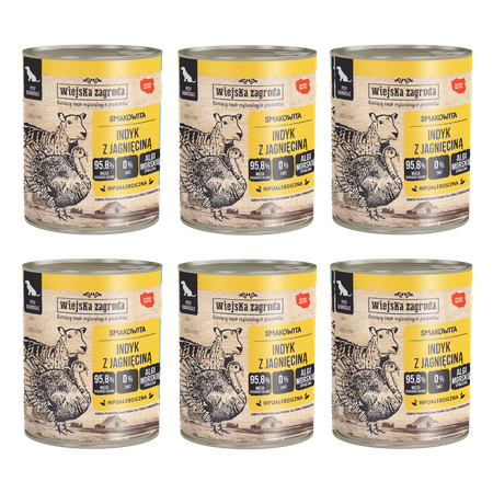 Zestaw Karma mokra dla psa Wiejska Zagroda Indyk z jagnięciną 800 g x 6 szt.