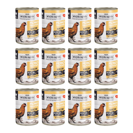 Zestaw Wiejska Zagroda mokra karma monobiałkowa dla kota Kurczak 400g x 12szt.