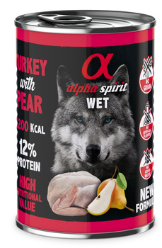 Karma mokra dla psa Alpha Spirit Turkey with pear 400 g