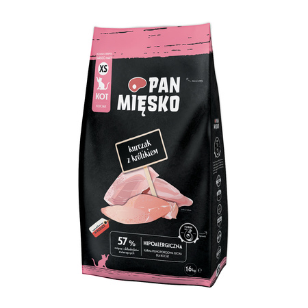 Karma sucha dla kota Pan Mięsko Kurczak z królikiem XS 1,6 kg (kociak)