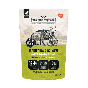 Karma mokra dla psa Wiejska Zagroda Jagnięcina z dzikiem (dorosły) 500g