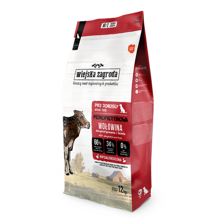 Karma sucha dla psa Wiejska Zagroda Monoproteinowa Wołowina M/L 12 kg (dorosły) 