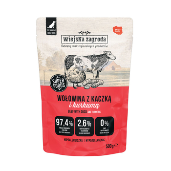 Karma mokra dla psa Wiejska Zagroda Wołowina z kaczką (dorosły) 500g