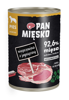 Pan Mięsko Karma mokra dla psa Wieprzowina z jagnięciną (dorosły) 400g
