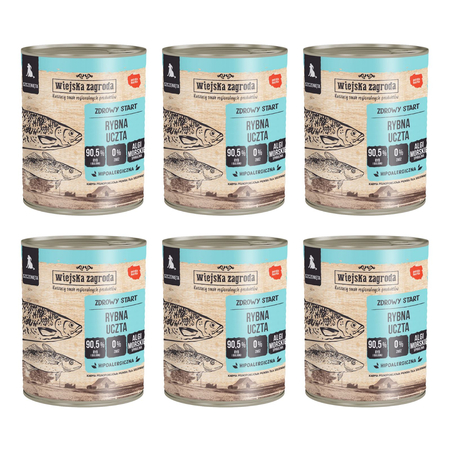 Zestaw Karma mokra dla psa Wiejska Zagroda Rybna uczta 800 g (szczeniak) x 6 szt.