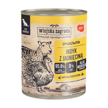 Karma mokra dla psa Wiejska Zagroda Indyk z jagnięciną (dorosły) 800g