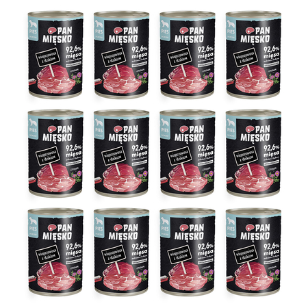 Zestaw Karma mokra dla psa Pan Mięsko Wieprzowina z dzikiem 400 g x 12 szt.