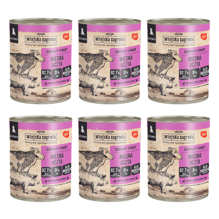 Zestaw Karma mokra dla psa Wiejska Zagroda Mięsna uczta 800 g (szczeniak) x 6 szt.