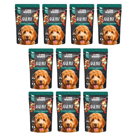 Zestaw Karma mokra dla psa Pan Mięsko Gulasz Wołowina z wieprzowiną (dorosły) 150g x 10 szt.