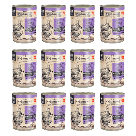 Zestaw Karma mokra dla kota Wiejska Zagroda Kurczak z Kaczką 400 g x 12 szt.