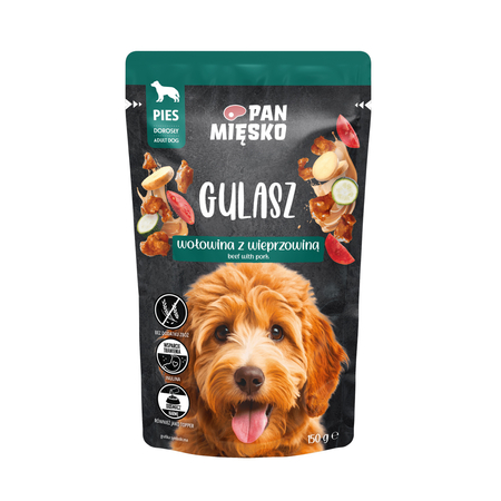 Karma mokra dla psa Pan Mięsko Gulasz Wołowina z wieprzowiną  (dorosły) 150g 