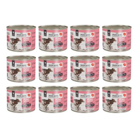 Zestaw Wiejska Zagroda mokra karma monobiałkowa dla kota Wołowina 200g x 12 szt.