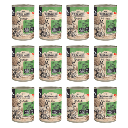 Zestaw Karma mokra dla psa Wiejska Zagroda Leśne Smaki Sarna z królikiem 400 g x 12 szt.